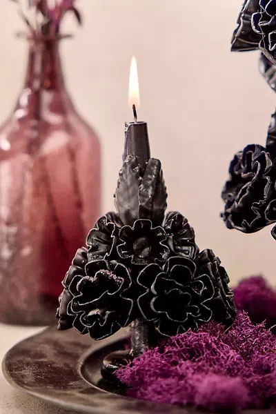 Terrain Oaxacan Floral Taper Candle In Black