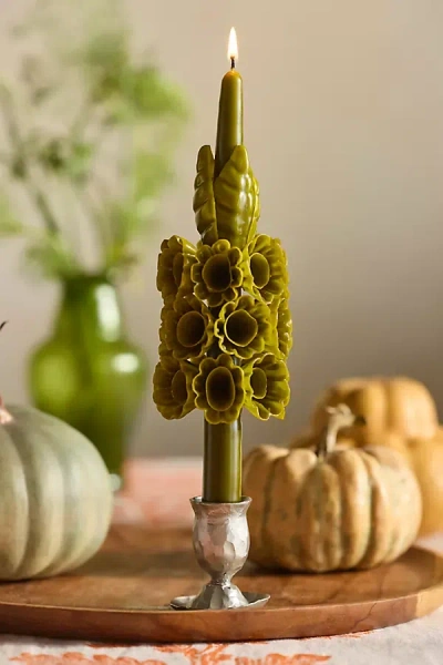 Terrain Oaxacan Multifloral Taper Candle In Green