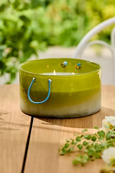 Terrain Ombre Glass Citronella Candle In Green