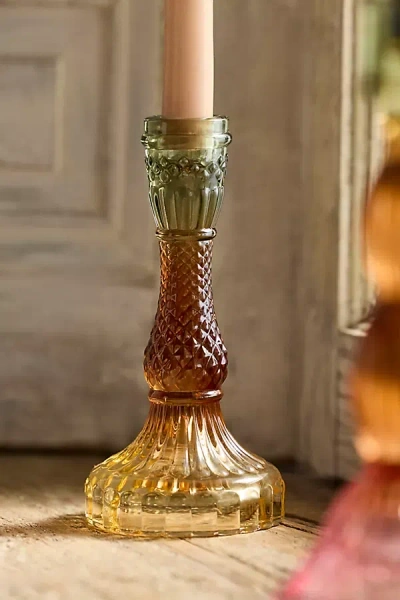 Terrain Ombre Pressed Glass Taper Holder, Small In Multicolor