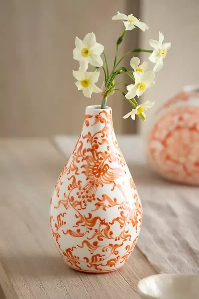 Terrain Orange Floral Chinoiserie Bud Vase