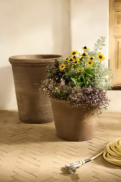 Terrain Outdoor Bergs Flora Terracotta Pot, Grey In Brown