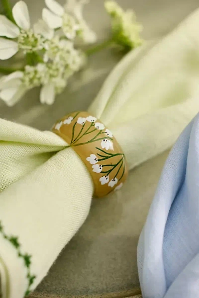 Terrain Painted Floral Glass Napkin Rings, Set Of 4 In Multi