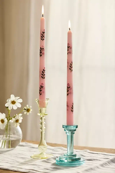 Terrain Painted Floral Taper Candles, Set Of 2 In Pink