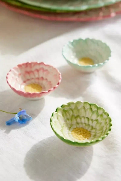 Terrain Painted Flower Pinch Bowls, Set Of 3