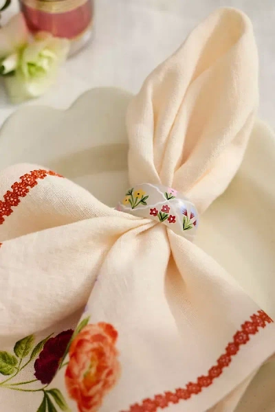 Terrain Painted Lattice Glass Napkin Rings, Set Of 4 In Multi