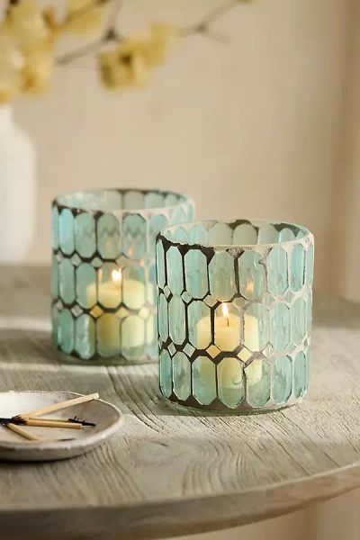 Terrain Paned Mosaic Votives, Set Of 2 Blue