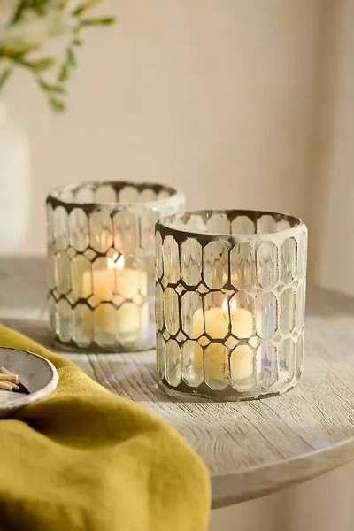 Terrain Paned Mosaic Votives, Set Of 2 Clear In Transparent