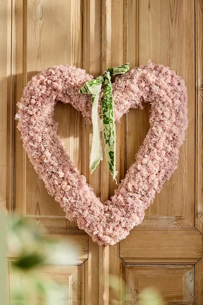 Terrain Pastel Reindeer Moss Heart Wreath In Pink