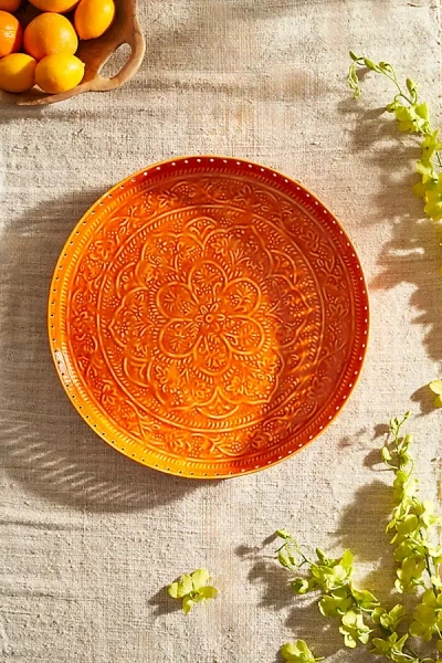 Terrain Patterned Enamel Round Tray