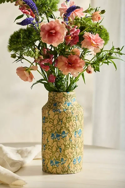 Terrain Patterned Papier Mache Vase, Floral