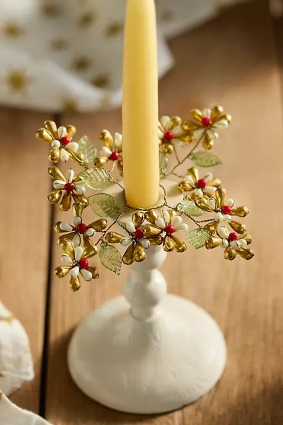 Terrain Pearl Blossoms + Bells Taper Candle Wreath In White