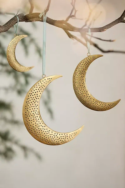 Terrain Perforated Crescent Moon Ornaments, Set Of 3