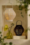 Terrain Perforated Daisy Solar Lantern In White