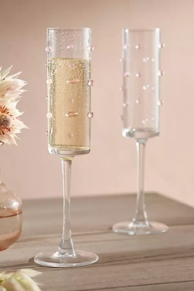Terrain Pink Confetti Flutes, Set Of 2 In Transparent