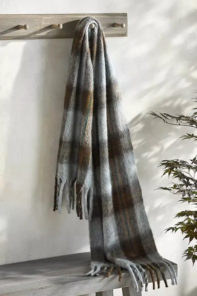 Terrain Plaid Blanket Scarf, Grey