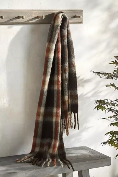 Terrain Plaid Blanket Scarf, Rose In Multi