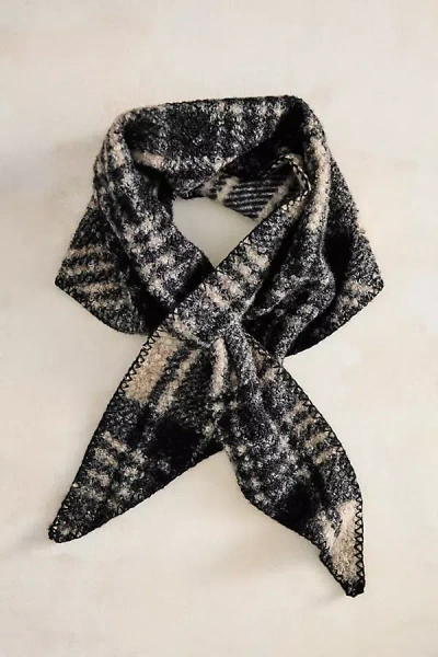 Terrain Plaid Sherpa Triangle Scarf In Black