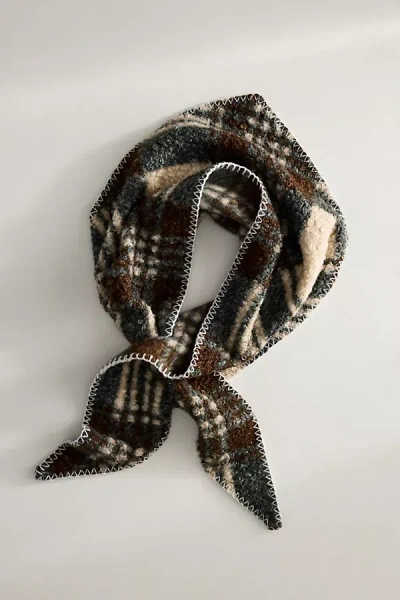 Terrain Plaid Sherpa Triangle Scarf In Blue