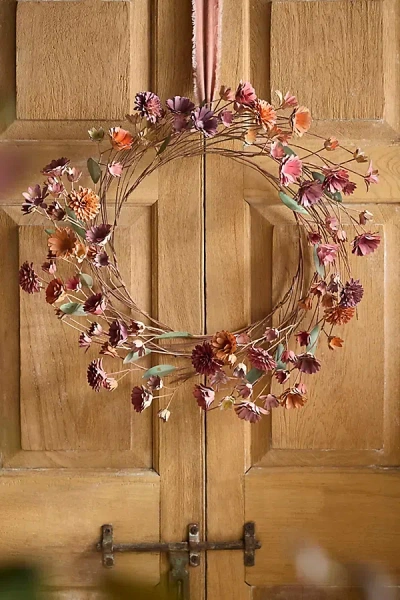 Terrain Plum Strawflower Iron Wreath In Multi