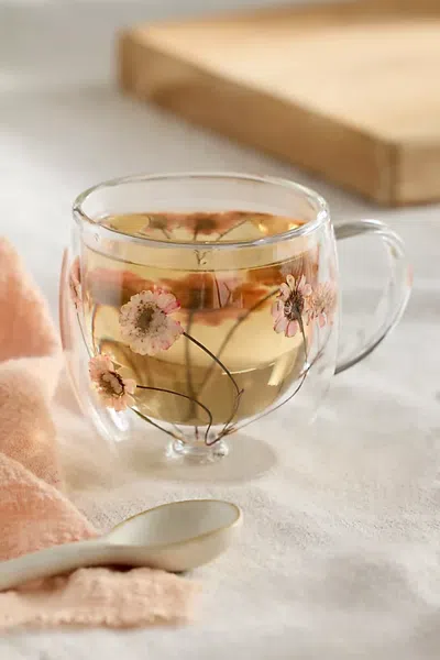 Terrain Preserved Floral Glass Mug In Pink