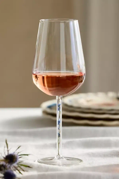 Terrain Preserved Floral Wine Glass In Transparent