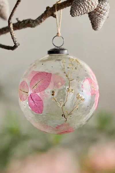 Terrain Pressed Floral Glass Globe Ornament In Neutral