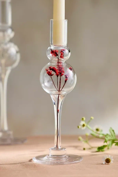 Terrain Pressed Floral Taper Holder In Red