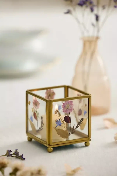 Terrain Pressed Floral Tea Light Holder In Brown