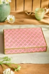 Terrain Printed Fabric Brass Box In Pink