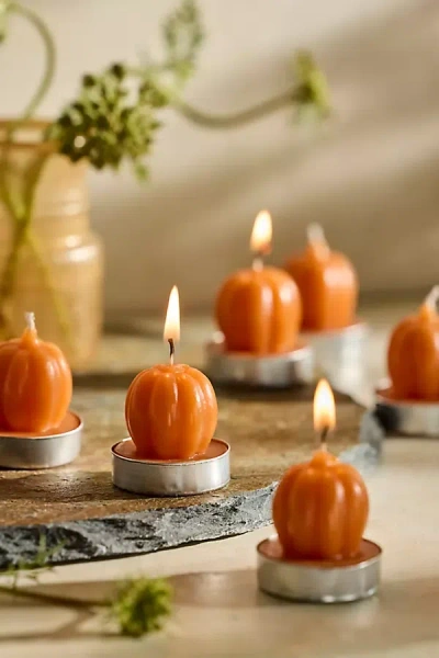 Terrain Pumpkin Tea Lights, Set Of 9