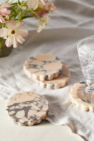 Terrain Purple Marbled Coasters, Set Of 4 In Neutral