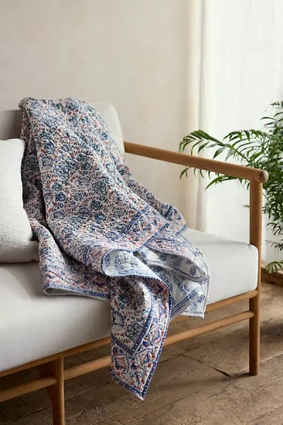 Terrain Quilted Cotton Throw In Blue