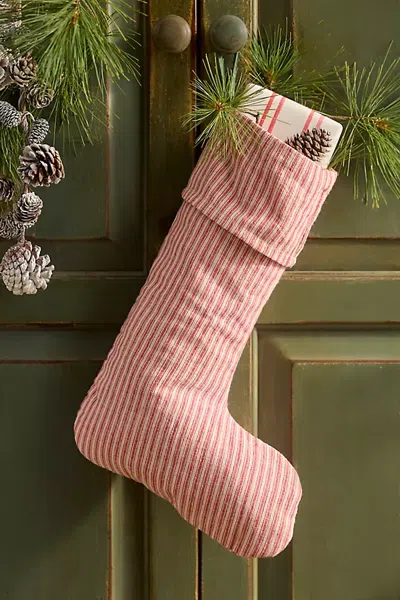 Terrain Railroad Stripe Cotton Stocking In Red