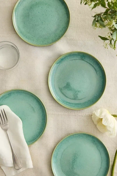 Terrain Reactive Glaze Stoneware Side Plates, Set Of 4