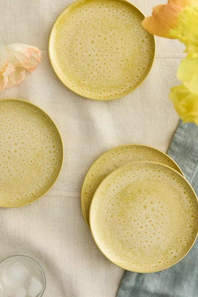 Terrain Reactive Glaze Stoneware Side Plates, Set Of 4