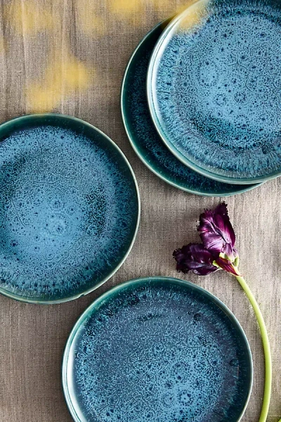 Terrain Reactive Glaze Tapas Plates, Set Of 4