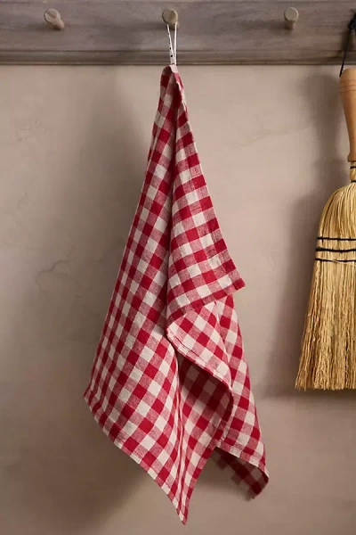 Terrain Red Gingham Linen Dish Towel In Multi