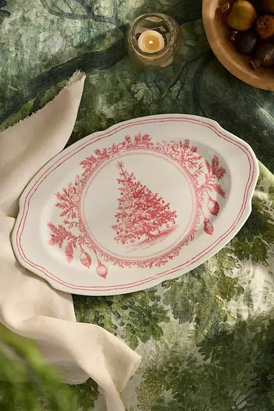 Terrain Red Tannenbaum Stoneware Serving Platter In Pink