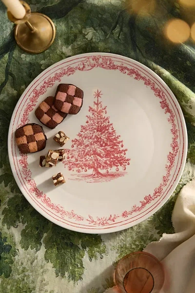 Terrain Red Tannenbaum Stoneware Serving Platter In Pink