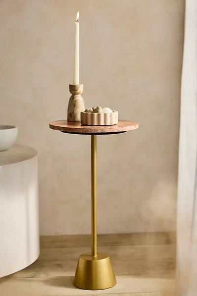 Terrain Red Travertine Side Table