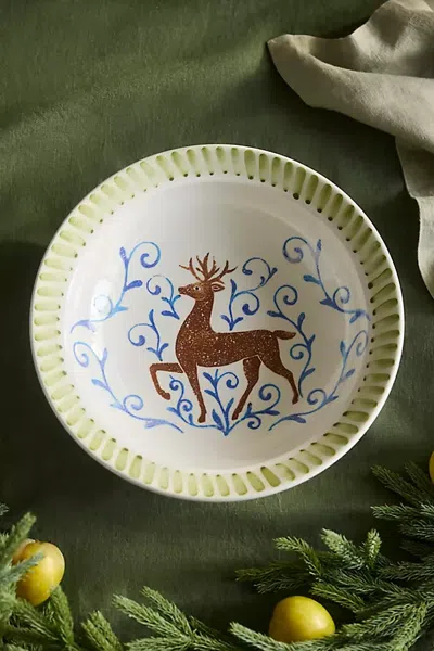 Terrain Reindeer Stoneware Serving Bowl In Brown