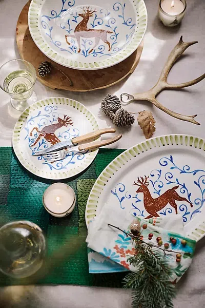 Terrain Reindeer Stoneware Side Plate In Multi