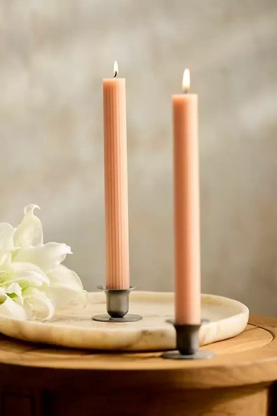 Terrain Ribbed Taper Candles, Set Of 2 In Pink