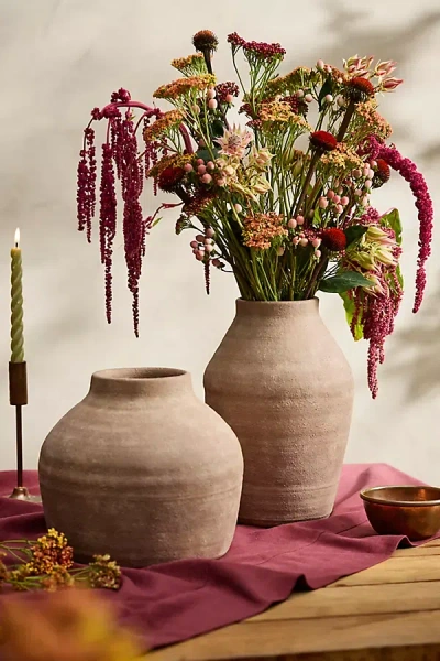 Terrain Ribbed Terracotta Vase In Brown