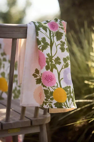 Terrain Riso Floral Linen Dish Towel In Pink
