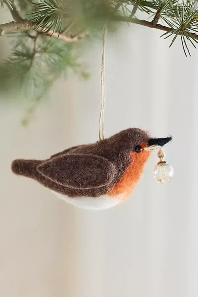Terrain Robin + Bauble Felt Ornament In Brown