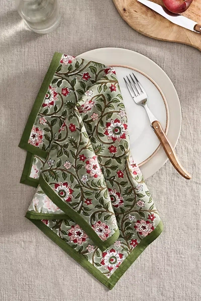 Terrain Roja Cotton Napkins, Set Of 4 Green