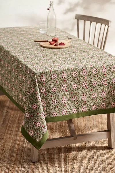 Terrain Roja Cotton Tablecloth, Extra Large Green