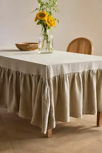 Terrain Ruffle Hem Linen Tablecloth In Neutral